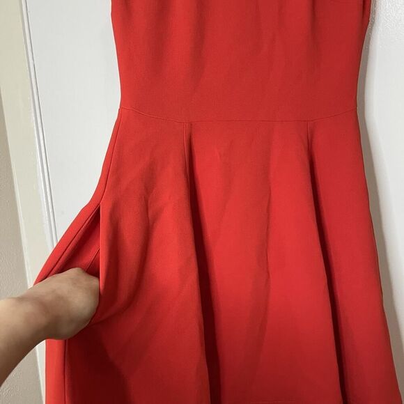 NWOT VICTORIA BECKHAM red orange sleeveless a line mini flare dress size US 6 - Picture 4 of 7